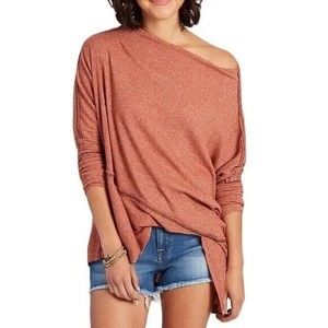 We The Free Free People Womens Cherry London Town Thermal Asymmetrical Top Sz S